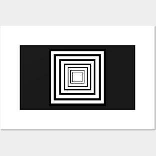 Black and White Concentric Squares Posters and Art